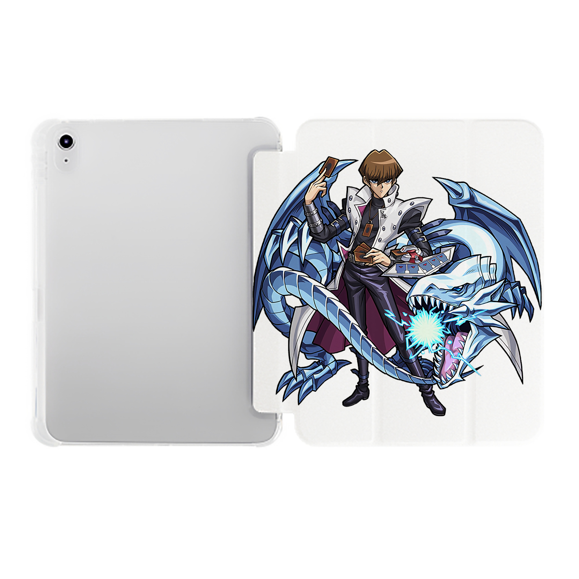 （画像用） 遊☆戯☆王 Yu-Gi-Oh! IPad ケース ペン収納付き 三つ折りスタンド PUレザー×シリコン 対応機種9.5/10.5/10.9インチ